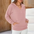 thumbnail image 4 of Sweatshirt for Women,Womens Fall Casual Hoodies Quarter Zip Sweatshirts Casual Long Sleeve V Neck Solid Pullover Tops,Plus Size Sweatshirts for Women,Size:S, 4 of 7
