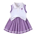 thumbnail image 4 of PRfgtbd Little Girls Clothes Summer Outfits Sleeveless Polo Shirt Tank Tops Pleated Skirt 2 Piece Set Casual Preppy Style Kids Clothing Cute Girl Clothing Set, 4 of 7