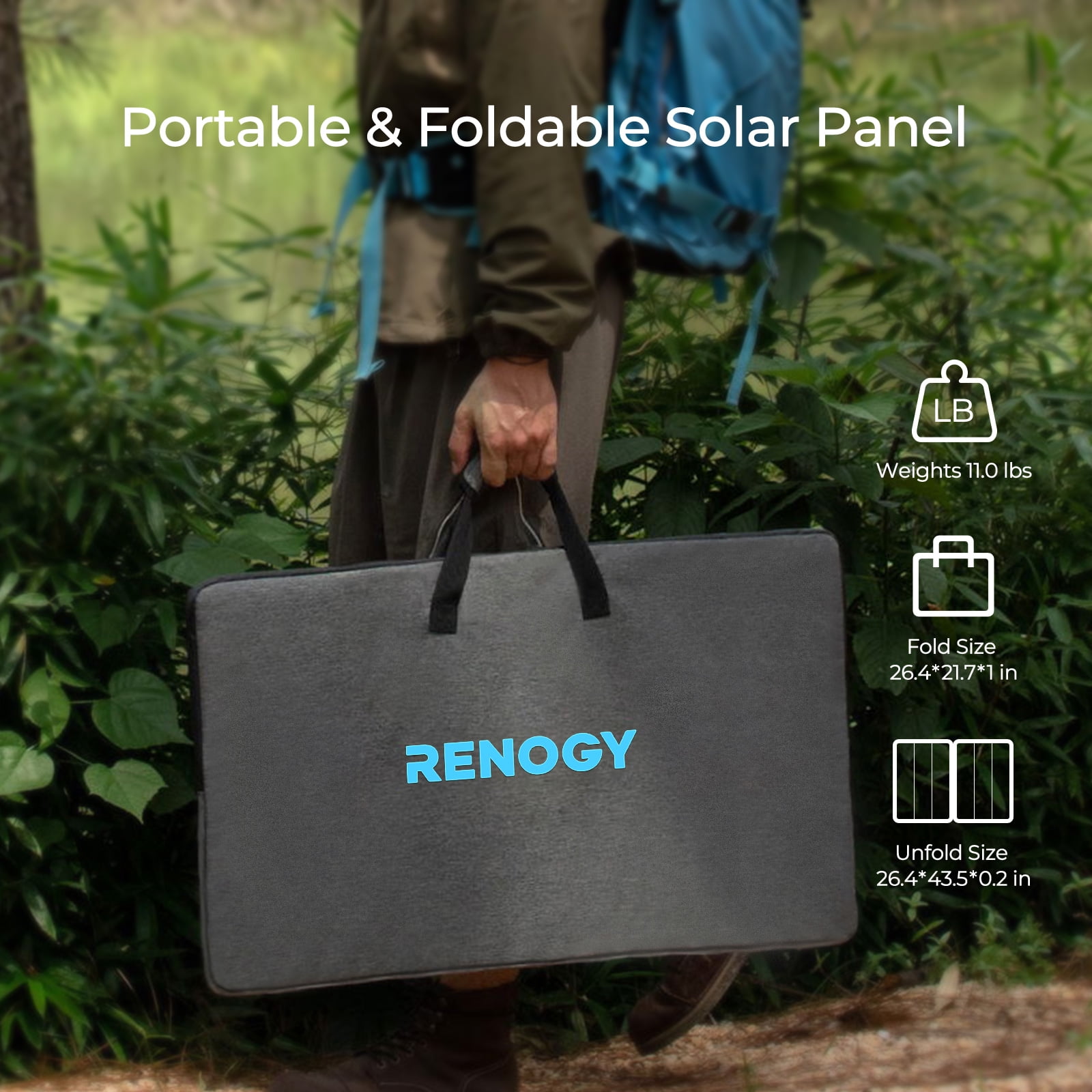 Renogy 120 Watt Foldable Solar Panel, Adjustable Kickstand & Integrated Carry Handles for Road Trip, Camping, RV, and Fishing