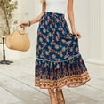 thumbnail image 6 of Womens Maxi Skirt 2025 Casual Flowy Elastic High Waist Long Skirts with Pockets Summer Beach Style Dark Blue S, 6 of 7