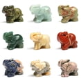 thumbnail image 2 of MATROOY 1.5" Natural Crystal Quartz Elephant Carving Statue Figurine Stone Mineral Art-Topaz, 2 of 9