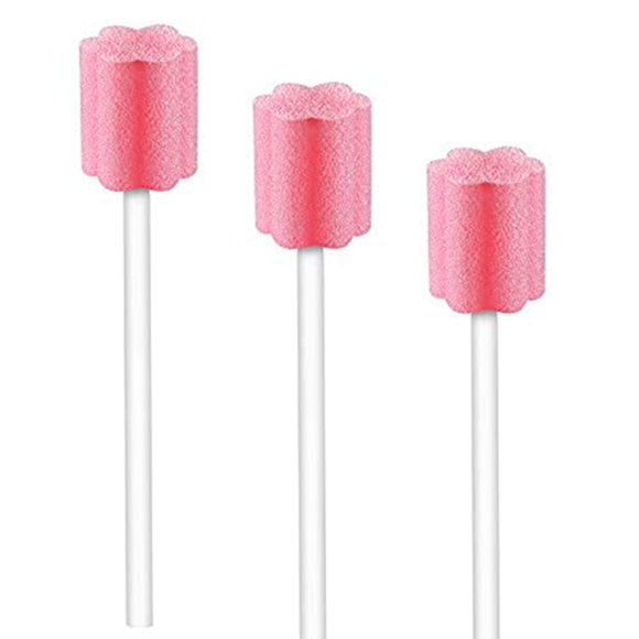 100 Pcs Éponges Jetables pour Écouvillons Buccaux - Écouvillons Buccaux Non Aromatisés et Stériles, Bâtonnets Dentaires pour le Nettoyage de la Bouche