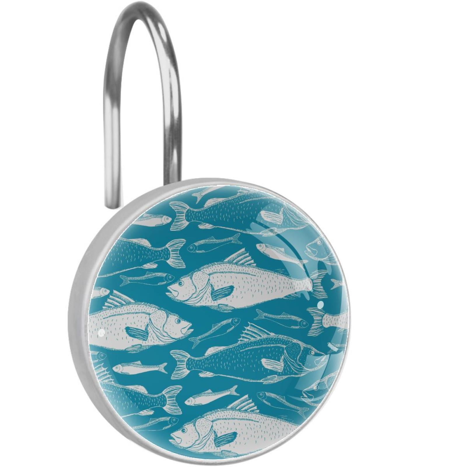 Ocean Fish Shower Curtain Hooks（Set of 12）for Home Hotel Shower Rods