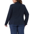 thumbnail image 3 of Blazer de mujer plus size Agnes Orinda de manga larga, con botones y abertura frontal, chaqueta de negocios casual con bolsillos, 1X azul marino, 3 of 6