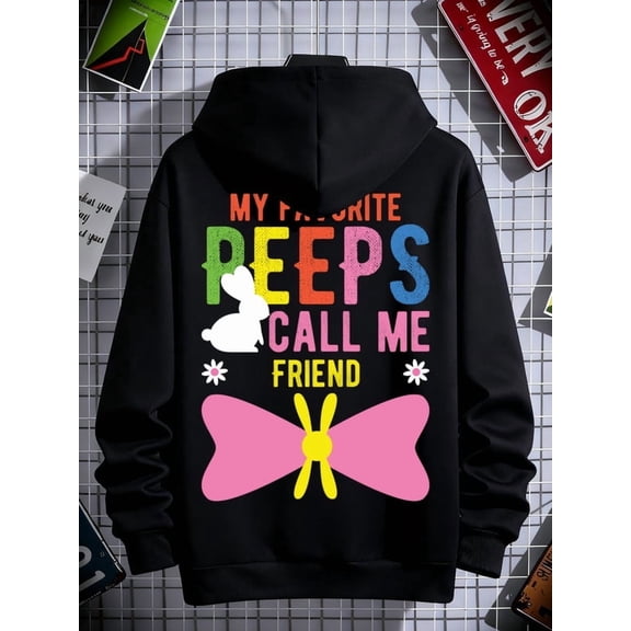 Peeps Bunny Hoodie hoodies Christianity men's regular fit black Soft & Comfortable halloween elegant aesthetic halloween high quality pamuk christianity Unique Design Unisex hoodie