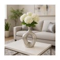 thumbnail image 3 of Elegant Ceramic Vase with Hollow Center for Living Room Decor - Contemporary Flower Vase for Home Decor and Room Display - Sculptural Accent for Bedroom, House, Office and Table - 13", Silver, 3 of 15