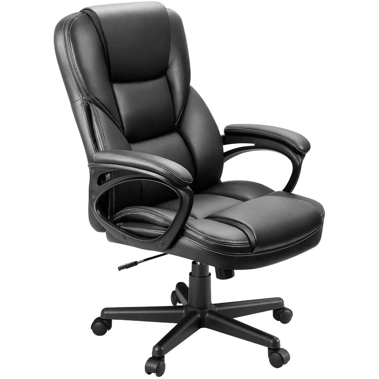 Total 79+ imagen black leather chair office