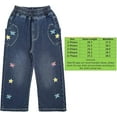 thumbnail image 3 of Peacolate 2-12Years Little Big Girls Spring Autumn Embroidered Jeans Pants for Kid,Flower,5-6Years, 3 of 3