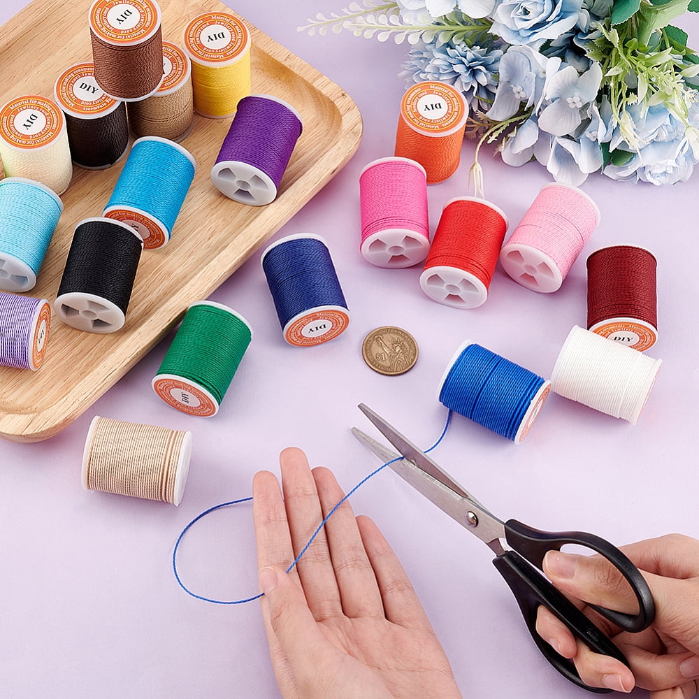 264 Yards/22 Rolls 1mm Waxed Polyester Cord Wax String Cord Twisted Sewing Waxed Thread Stitching Thread Cords for DIY Bracelets Necklace