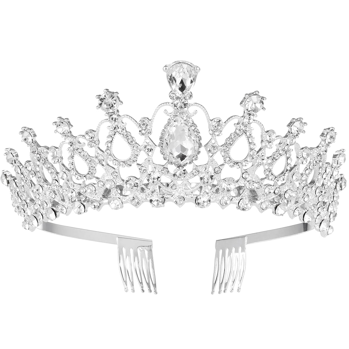 Hemoton Bridal Tiara Crystal Rhinestones Tiara Crown with Comb Wedding ...