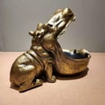 thumbnail image 4 of Estatua de caballo de río, escultura animal, multifuncional, coleccionable, resina, decorativa Dorado, 4 of 6