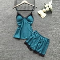 thumbnail image 4 of Yuhangmm Women Satin Nightwear Set for Women Including Nightgown Robe Pajama Pants with Chest Pad Four-Piece Home Wear Blue XXXXXL, 4 of 4