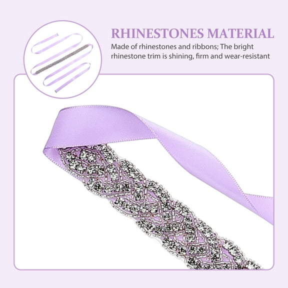 PTOOTP Lavender Rhinestone Wedding Belt Elegant Bridal Ribbon for Dresses