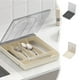 thumbnail image 1 of Bandeja organizadora de cubiertos con tapa | Caja de almacenamiento de utensilios de plástico compartimentada | Divisores elevados para cajones, mesas, uso exterior | Material ecológico verde, 1 of 6