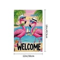 thumbnail image 4 of AMHNF Welcome Linen Garden Flag with Pink Flamingos in Summer Beach Scene for Spring Summer Home Outdoor Garden Yard Door Decor 12x18 inch, 4 of 5