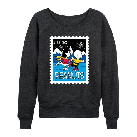 Peanuts - Lucy Charlie Winter Stamp - Women's French Terry Long Sleeve Pullover