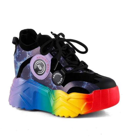 Anthony Wang Damson-12 Hidden Wedge Fashion Sneaker in Black