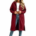 thumbnail image 3 of QIYAGBSA Hoodies for Women Long Zip Up Hooded Sweatshirt Side Slits with Pockets Casual Fall (Wine, S), 3 of 6