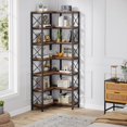 thumbnail image 4 of Tribesigns 7-Shelf Corner Bookshelf, Modern Bookcase Storage Display Rack for Living Room, Brown, 4 of 7