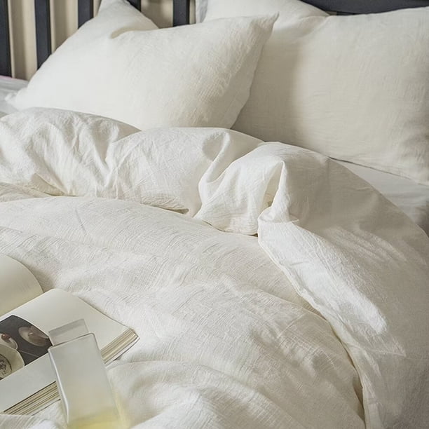 Xiao Hua Juego de sábanas, juego de sábanas y fundas de almohada, juego de cama individual, ropa de cama de hotel, decoración del hogar (blanco)