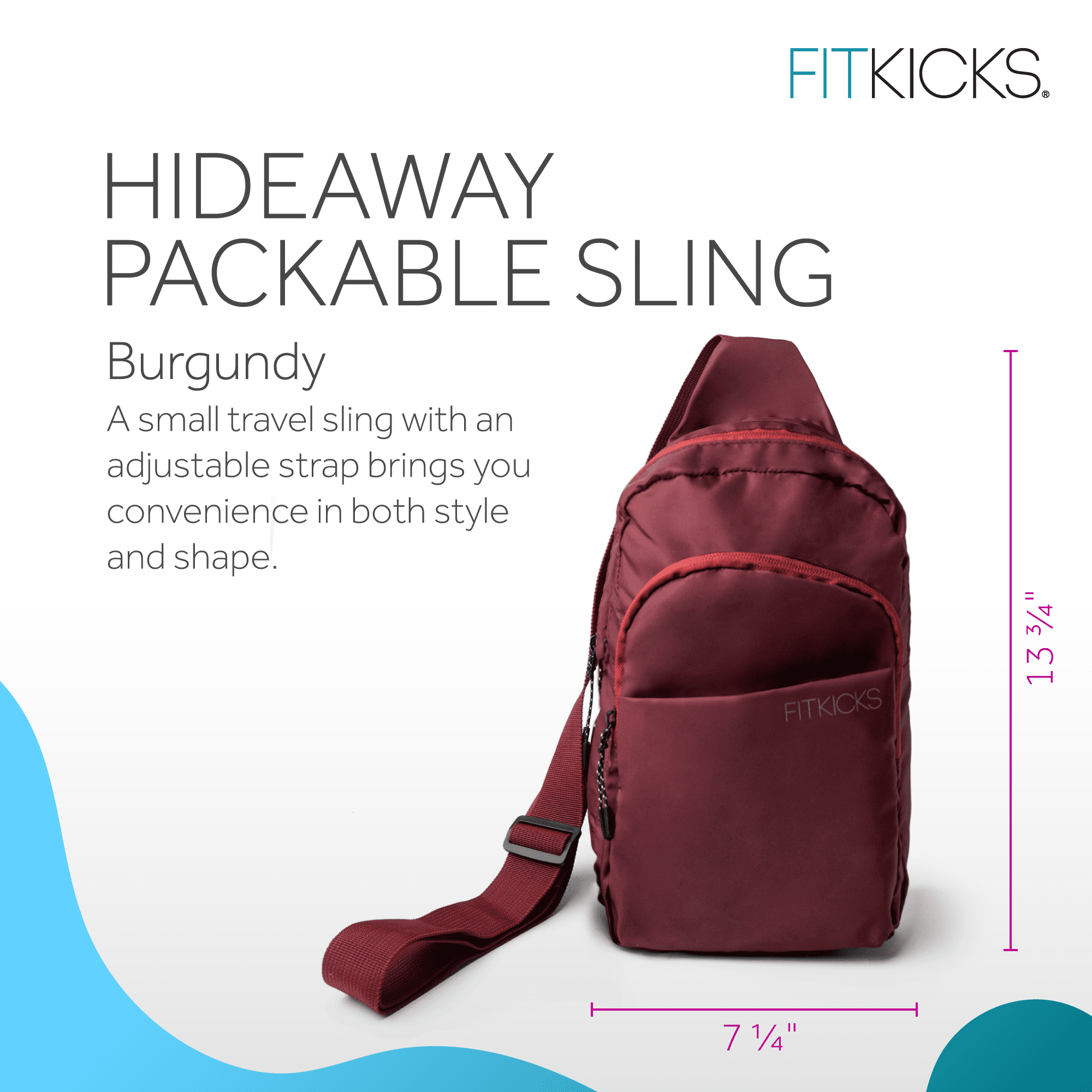 FITKICKS Hideaway Packable Sling Lightweight Crossbody Bag, Burgundy (Unisex)