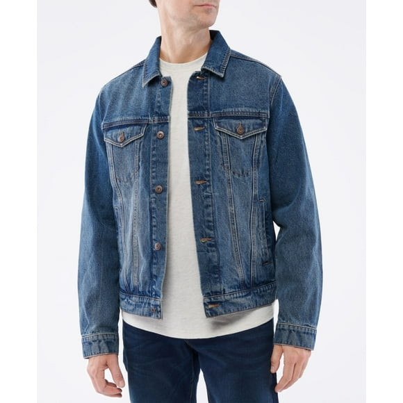 Lazer Men’s Denim Trucker Jacket, Blue, L