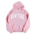 thumbnail image 2 of New York Hoodies for Women 2025 Fall Winter Long Sleeve Y2K Hoodie with Pockets Hooded Sweatshirt Pullover Tops, 2 of 4