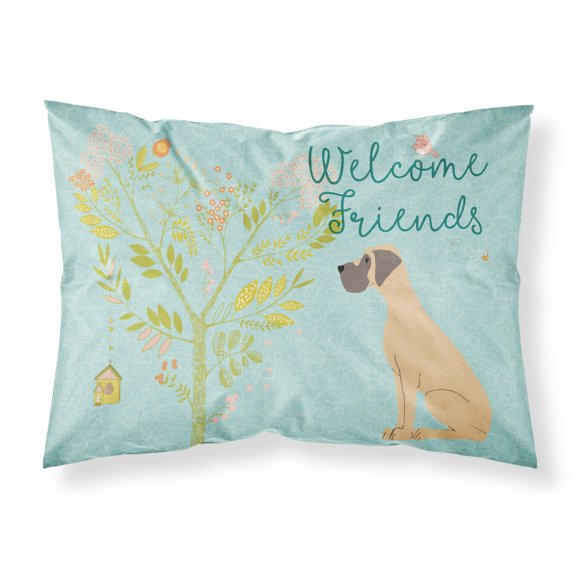 Carolines Treasures BB7588PILLOWCASE Welcome Friends Fawn Great Dane Natural Ears Fabric Standard Pillowcase Standard