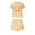 thumbnail image 2 of FDGIU Women's Halloween Pajama Set 2025 - Spooky Graphic Print 2-Piece Lounge Wear, Cute Short Sleeve Top & Elastic Waist Shorts, Soft Lightweight Sleepwear, 2 of 7