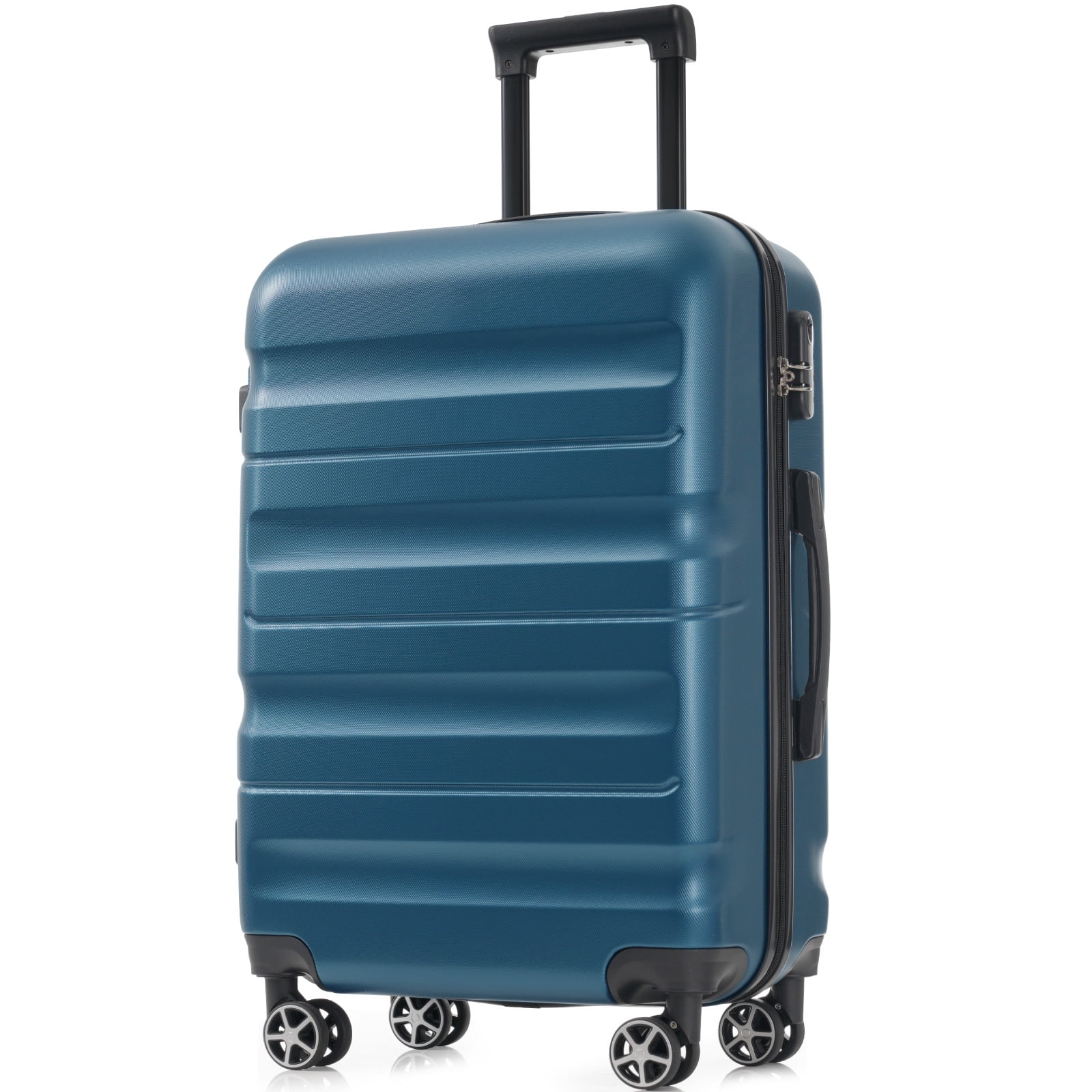 Hardshell ABS Luggage Set, 24-Inch Checked Suitcase with Spinner Wheels, Lightweight Travel Luggage with 2 Packing Cubes for Men & Women