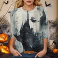 thumbnail image 2 of Godom Halloween Tshirt for Women Pumpkin Graphic Tees Tops 3/4 Sleeve Crew Neck Pullover Shirt, 2 of 6