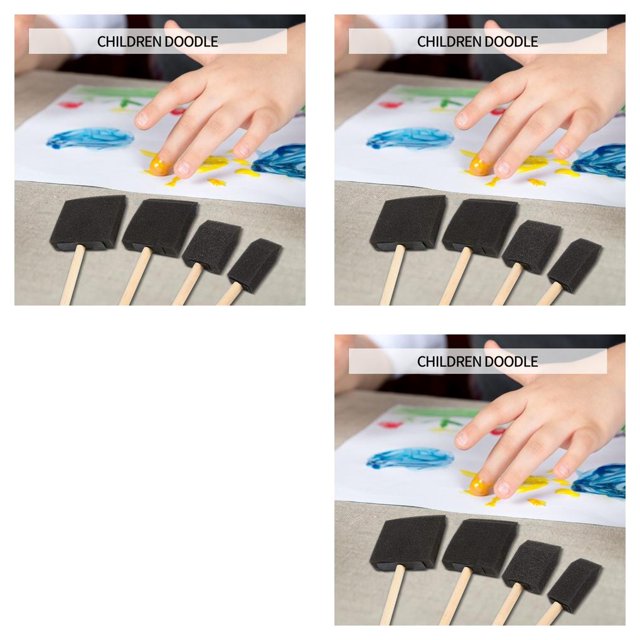 Vogacara 10 Uds. Cepillo de esponja para pintar con mango de para niños Type1