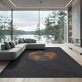 thumbnail image 2 of ODIKA 6'x9' Washable Area Rug Map Abstract Galaxy Composition Planetary Circles Continents Round Flowing for Dining Room, Under Table, Office Décor, Non-Slip Chair-Friendly, 2 of 7