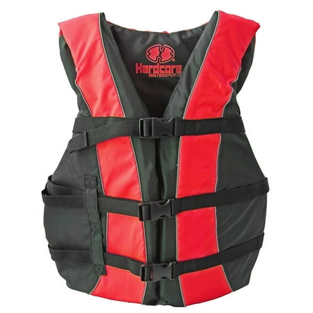 Hardcore Adult and Youth Life Jackets - HC105 (Red, Adult SuperLarge (XL, 2XL)), Durable polyester construction. By Hardcore Water