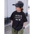 thumbnail image 1 of Jesus Loves Me" Boys' T-Shirt - Comfy Cotton Blend, Crew Neck, Short Sleeve, Perfect for Summer Play & Casual Attire, -8, 1 of 5