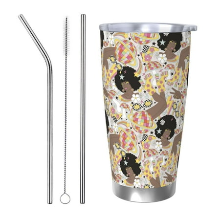 

Vsdgher Groovy Disco 20 Oz Stainless Steel Vacuum Insulated Travel Mug Coffee Cup for Home Office Outdoor Works Great for Ice Drinks and Hot Beverage -Straw Three-piece Set