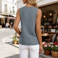 thumbnail image 5 of ClodeEU Women's Crochet Lace V Neck Sleeveless Button Blouse ,Solid Color Casual Tank Top Gray,Women's Plus XL, 5 of 8