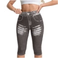 thumbnail image 3 of OVAFBAU Women's Capris Pants Yoga Workout Leggings Print Denim Look Yoga Pants High Stretch Breathable Capris Leggings Pants, 3 of 6