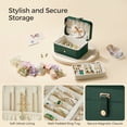 thumbnail image 6 of Nordic Hygge 2-Layer Portable Travel Jewelry Case, Retro Green Luxe Organizer, 6 of 9