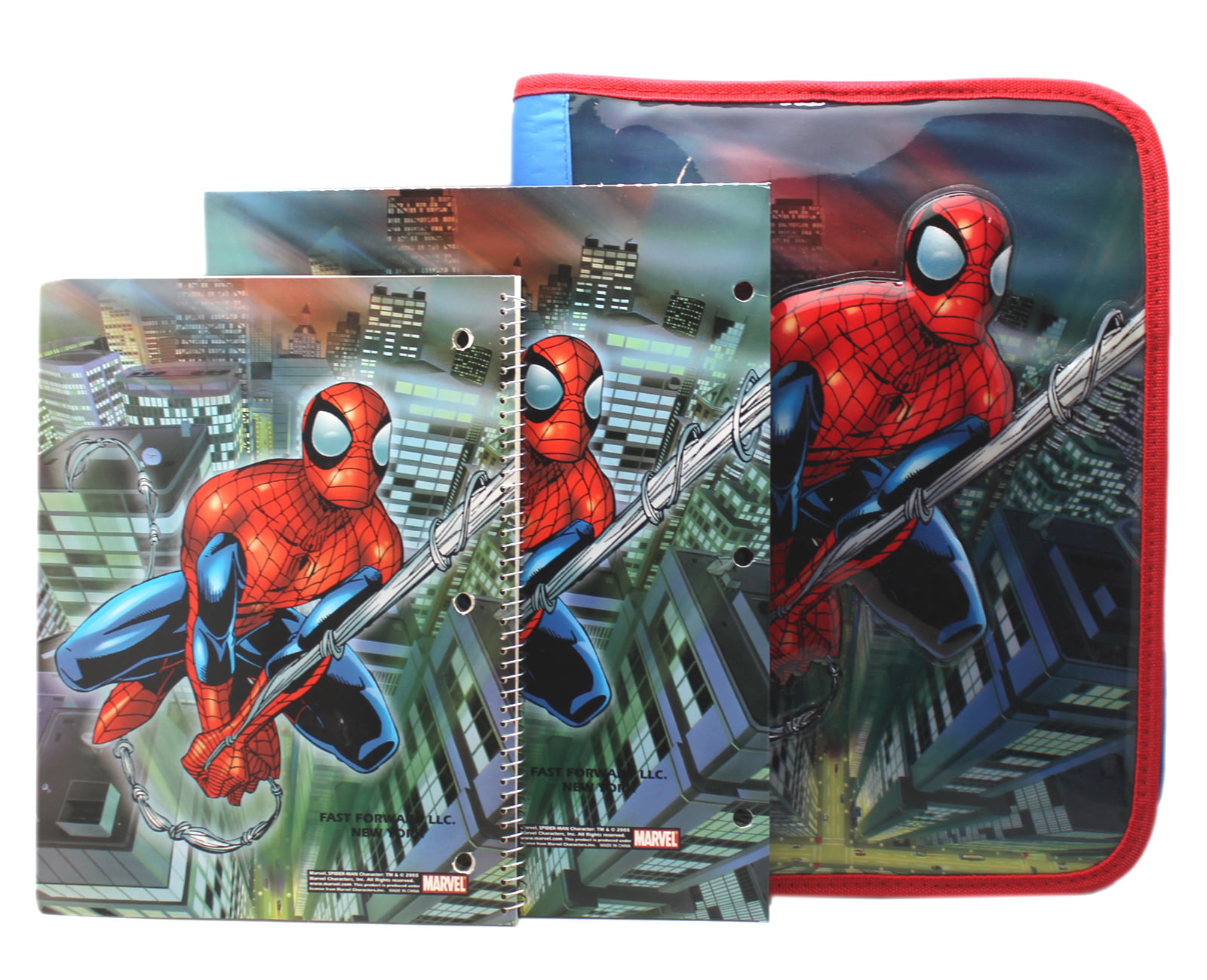 4 Lot Avengers Spider-man 2 POCKET PORTFOLIO 9x12" FOLDER 3 RING BINDER PUNCH 