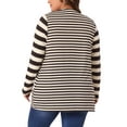 thumbnail image 3 of Agnes Orinda Women's Plus Size Open Front Long Sleeve Mixed Striped Cardigan 3X Brown, 3 of 5