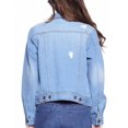 thumbnail image 3 of Women's Classic Distressed Cotton Denim Button Up Long Sleeve Jean Jacket (Light Blue, L), 3 of 4