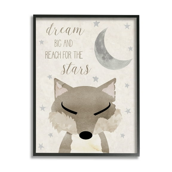 Stupell Industries Soft Dream Big Fox Landscape Painting Black Framed Art Print Wall Art, 11 x 14