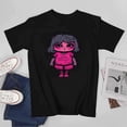 thumbnail image 4 of Cute cartoon doll T-shirt Black and pink T-shirt Unisex tees Vintage shirt, 4 of 5