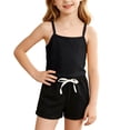 thumbnail image 2 of Atogsazn Toddler Baby Girls Summer Cotton Set Kids Casual Sleeveless Tank Tops & Shorts Outfit Trendy Black 4-5 Years Fashion, 2 of 8