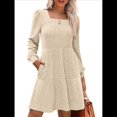 thumbnail image 1 of Vestido Estilo Babydoll Informal de Otoño con Cuello Cuadrado y Larga para Mujer. Albaricoque M, 1 of 7
