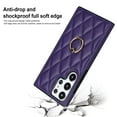 thumbnail image 4 of SaniMore for Samsung Galaxy S23 Ultra 6.8" 2023 Case, PU Leather Case with Luxury Fashion Lattice for Girls Women 360° Rotating Metal Ring/Kickstand Shockproof Durable Case For S23 Ultra, Purple, 4 of 8