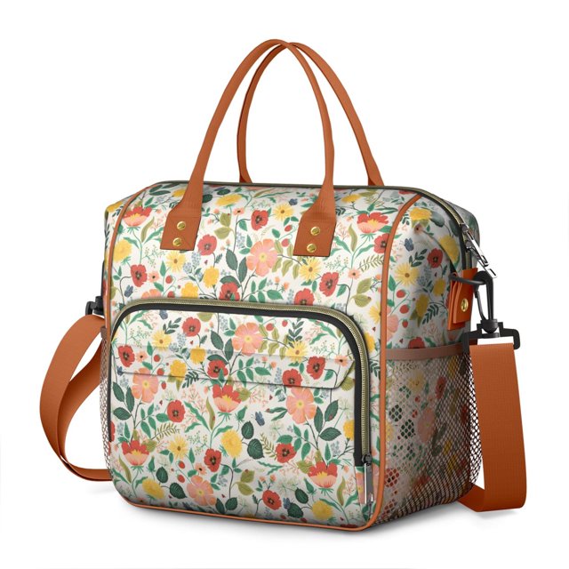 Sac à Lunch Isolé Imprimé Esthétique Grande Boîte à Lunch Réutilisable Sac à Lunch Adulte Double Compartiment Sac à Lunch Étanche Sac à Lunch Pliable Multi-Poches