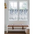 thumbnail image 2 of Navy Blue Eucalyptus Leaves 2 Panel Kitchen Curtains for Small Windows, Retro Country Leaf Botanical Bathroom Tier Curtain, Short Window Treatment for Bedroom/Living Room 55"x36", 2 of 6