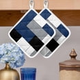 thumbnail image 2 of Navy Blue Black Grey Pot Holders for Kitchen Heatproof Potholder, 2 Pack Modern Irregular Geometric Abstract Hot Pads Multipurpose Oven Pads Cloth Potholders Trivet for Cooking and Baking, 2 of 8